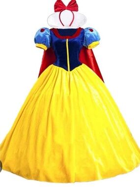Snow White Princess Costume with Red Bow Headband women’s M